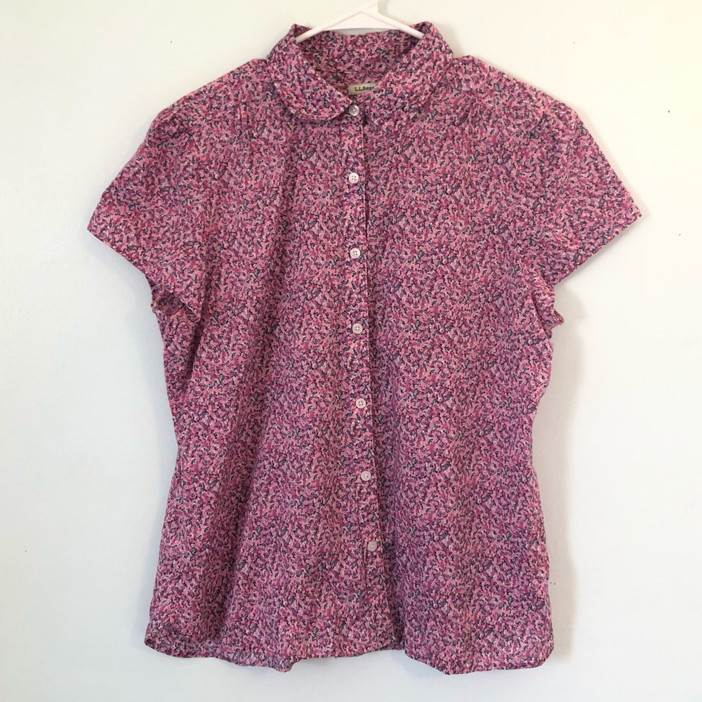 L.L. Bean Short Sleeve Button Up in Floral Size L